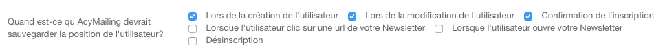 Options de géolocalisation dans Acymailing