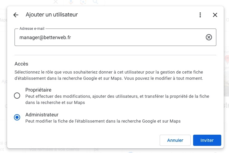 Ajouter un administrateur à Google My Business