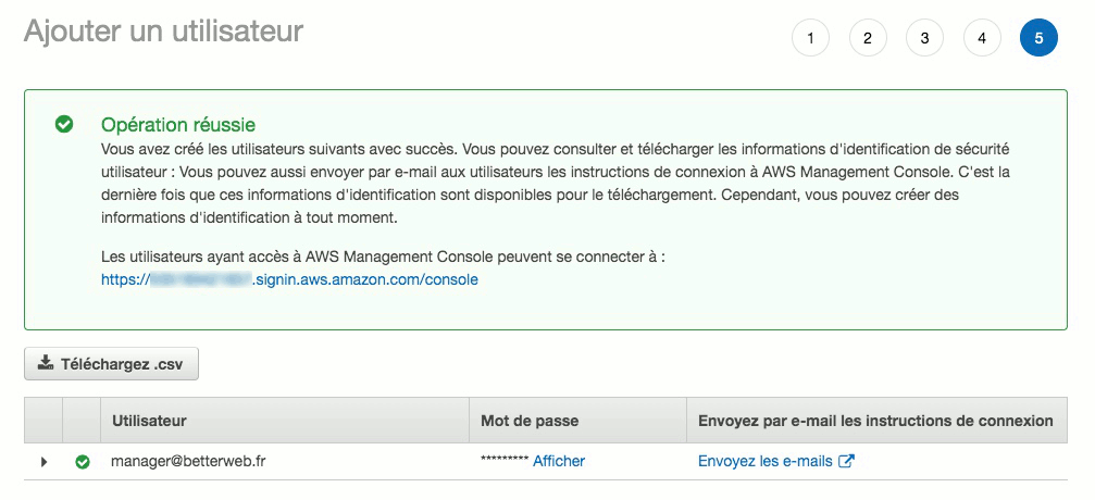 Ajouter un utilisateur AWS