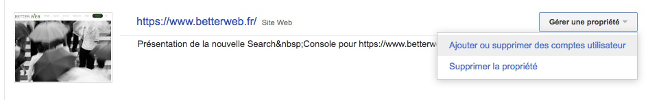 ajouter utilisateur search console