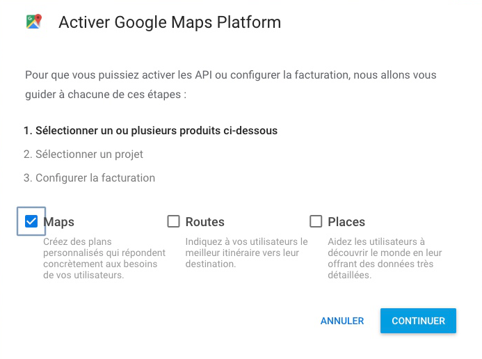 Produits Google Maps