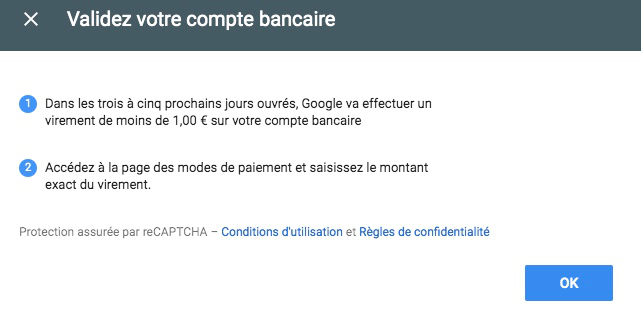 Validation compte bancaire