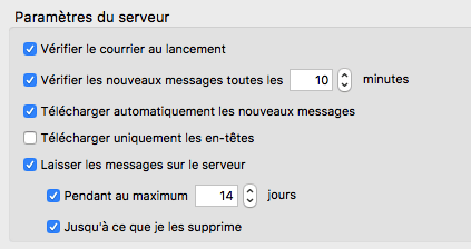 Paramètres du serveur POP sur Thunderbird