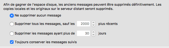 Suppression automatique des messages dans Thunderbird