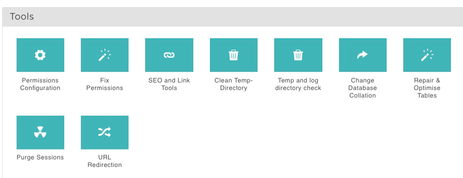 Interface de Admin Tools Core