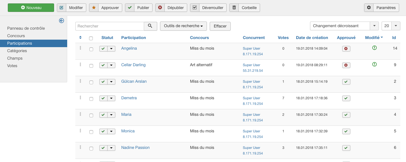 Participation modifiée en attente de modération